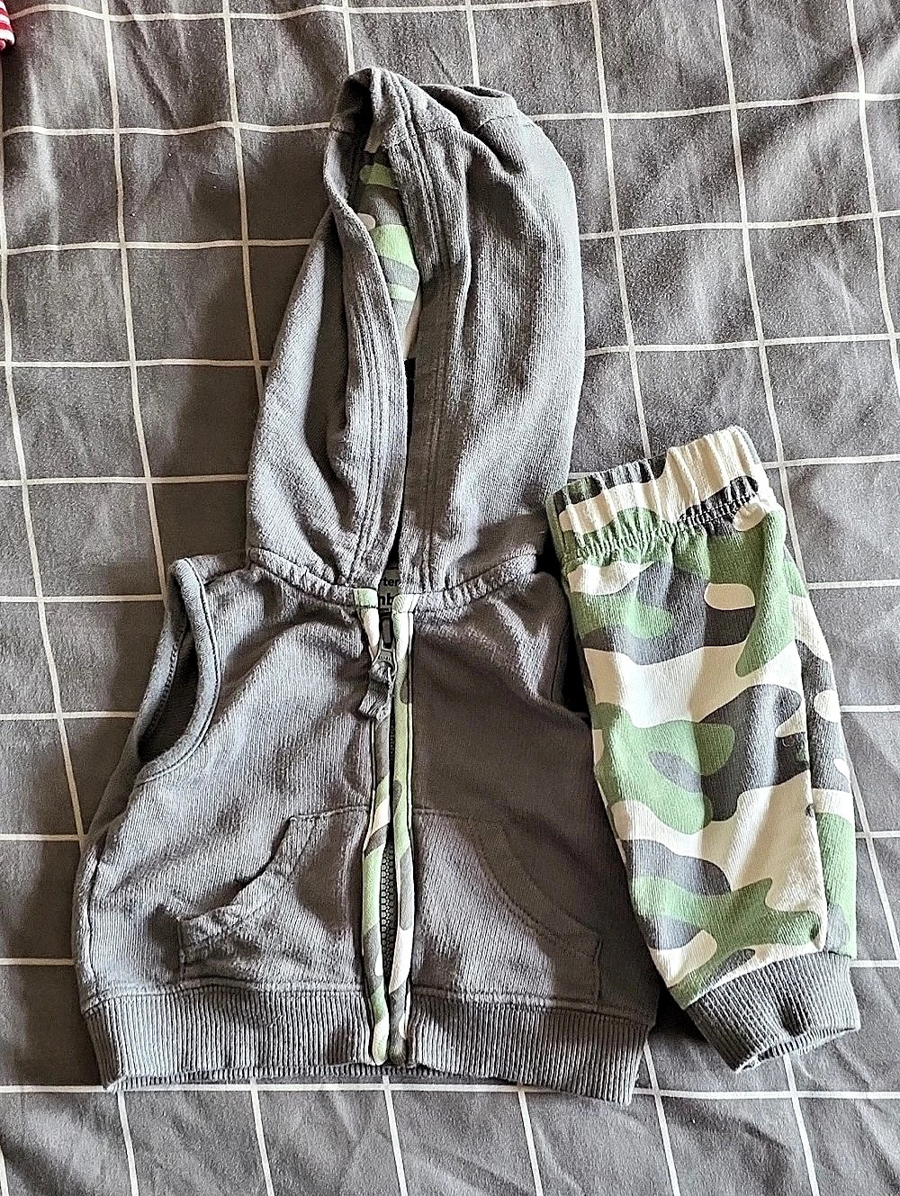 Carter's Baby Camo Hoodie Jacket Gray & Green Newborn